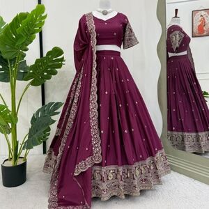 Indian Wedding Lehenga, Sangeet, Diwali Wear Marron Lehenga Choli Garba Eid